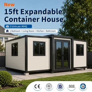 Modern 15Ft Waterproof Expandable Prefabricated Container House Luxury Tiny House Modular Home For Office With Bathroom Kitchen