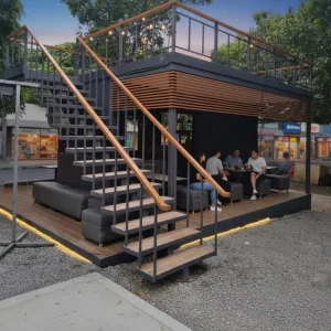 Modern 2 Story Stackable Container House with Staircase Balcony Luxury Steel Prefab Mobile Home Detachable