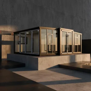 Modern 20ft Steel Shipping Container Pop up Coffee Shop and Hotel Use Easy to Fold Design in Bold Modern Color