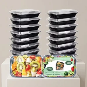 Modern 28oz Super Thick Plastic Bento Lunch Box with Leak Proof Lid Microwave Freezer Safe Reusable Food Container
