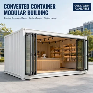 Modern Converted Shipping Container Modular Building Custom Portable Retail Shop for Cafe Kiosk Mall Commercial Projects