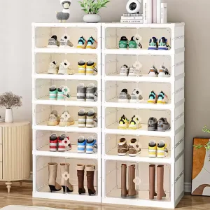 Modern Design Multilayer Plastic Storage Container Space-Saving and Portable Foldable Shoe Cabinet for Home Storage