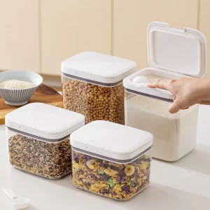 Modern Eco-Friendly Large Capacity Food Storage Container Stackable Airtight Sealed Jars for Kitchen Rice & Flour Organizer