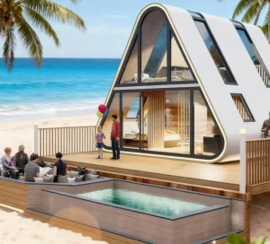 Modern Fire-Resistant Triangle Aluminum Container House Modular Prefab Home for Hotel or Villa Use