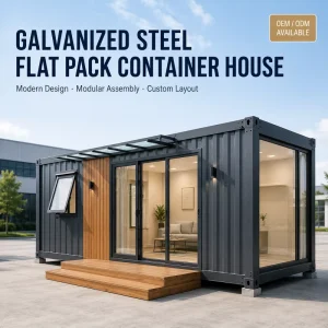 Modern Galvanized Steel Flat Pack Container House Prefabricated Modular Building for Office Accommodation