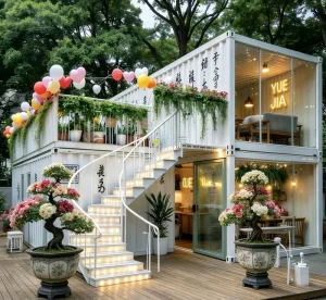 Modern Glass Wall Container Garden Buildings Prefabricated Pop-up Retail Store