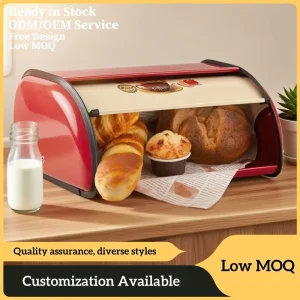 Modern Kitchen Countertop Large Capacity Roll Top Metal Pastry Bun Snack Organizer Multipurpose Food Storage Container Bread Box