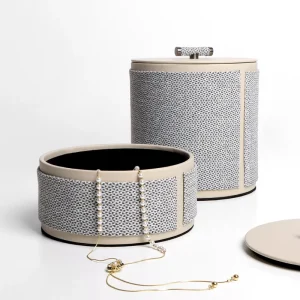 Modern Light Luxury High End Leather Jewelry Box Upscale Storage Container Home Decor Piece for Living Room Bedroom Vanity
