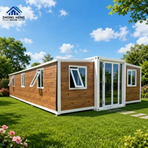 Modern Luxury 20ft 40ft Double Wing Prefab Villa with Marble Bathroom Expandable Container House