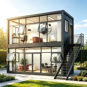 Modern Mobile Prefab Container Sandwich Panel Office Shop Hotel Villa Construction Glass Wall Office