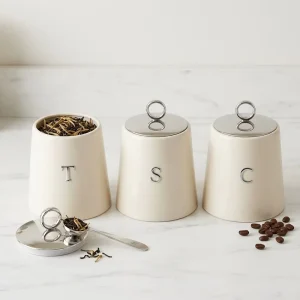 Modern Oval Kitchen Canister Set 3 Piece Durable Insulated Iron Storage Box