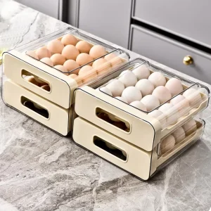 Modern PET+PP Food Grade Airtight Stackable Fridge Container Eco Friendly Foldable Design for Kitchen Egg Storage