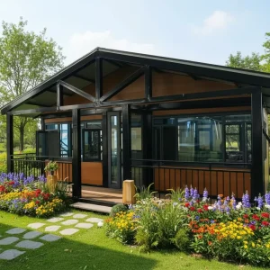 Modern Peaked Roof 20ft 40ft Prefab Modular Folding Cabin Home for Backyard Residence