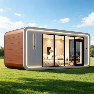 Modern Prefab Container Eco Friendly Capsule House Tempered Glass Frame Durable Easy Installation Office Apartment Hotel Villa