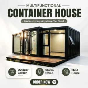Modern Prefabricated Building Backyard Outdoor Garden Gym Room Studio Office Shed House with Private Terrace for Italy Property
