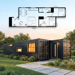 Modern Prefabricated Shipping Container Home, 2 Bedroom, Expandable