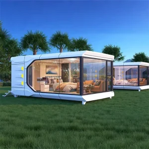 Modern Steel Container Space Capsule Hotel Outdoor House with Solar Power and Waterproof Features for Bedroom and Bathroom Use