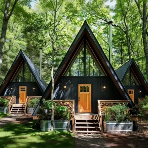 Modern Triangular House Prefab Modular Design for Vacation Villa and Glamping Resort
