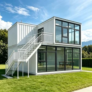 Modern Two Floor Tiny Home Villa Vacation Container House Resort Backyard Guest Suite Panoramic View Living Space