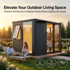 Modular Garden Room 100sqft Backyard Office Pod Modern All Aluminum Prefab DIY Studio Cabin for EU & US Market