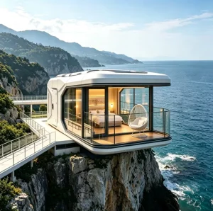 Modular Luxury Mobile Space Capsule House Prefabricated Steel Structure Tiny Cabin for Hotel Resort Camping Homestay Villa