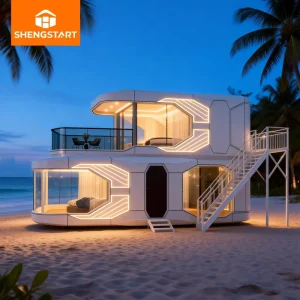 Modular Prefabricated Two-Story Container Capsule Hotel & Airbnb Apartment (20 40ft) with Solar Panel Kitchen Bath-Modern Design