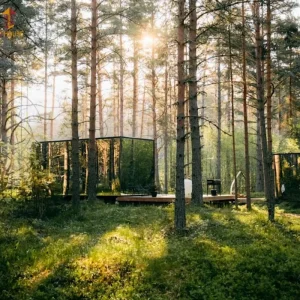 Modular Steel Structure Container Villa Full Floor-to-ceiling Glass Wall Prefab Home for Apartment Glamping Resort