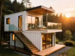 Modular Two-Story Detachable Flat Pack Steel Container House 20ft/40ft Quick Assembly Office Building for Hotels and Villas