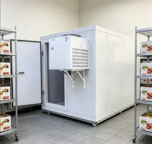 Modular Walk in Cold Storage Room Thermal Insulation Mobile Container Glass Door Options 160kg Weight Copeland Gear Bearing