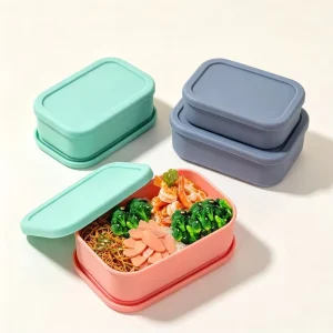Multi Color Silicone Lunch Container Microwave Dishwasher Safe Daily Meal Prep Lunch Box