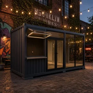 Multi-Functional 20ft Modern Prefabricated Flat Pack Container Building Quick Install Detachable for Shop, Kiosk, Ticket Booth