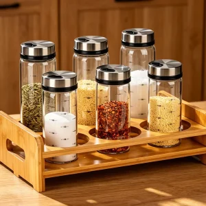 Multi Sizes High Borosilicate Transparent Glass Spice Pot 200ml 300ml 500ml Dust Proof Home Condiment Container