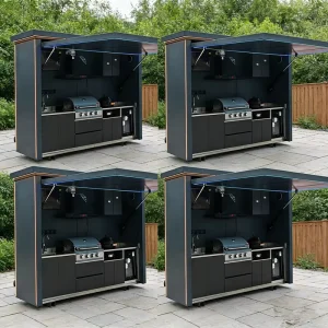 Multi functional Folding Steel Kitchen with Integrated Oven and Barbecue for Warehouse Hotel Use Customizable 2 Year Warranty