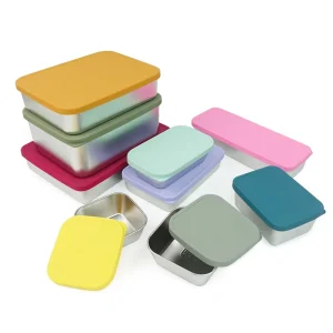 Multiple Capacity Stainless Steel Food Container Food Storage Container Mixing Bowl Set Protect Fresh Box With Silicone Lid