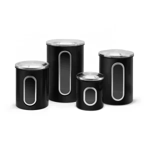 New BSCI Certified Round Airtight Stainless Steel Food Storage Canister Set Multifunction Kitchen Containers Tea Coffee Sugar