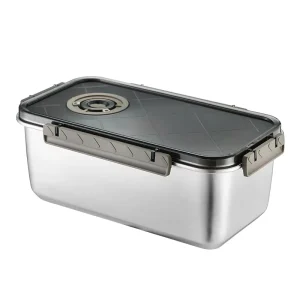 New Design Eco Friendly Stainless Steel Rectangle Lunch Box Leak Proof Sealed Lid Large Capacity Storage Container for Office