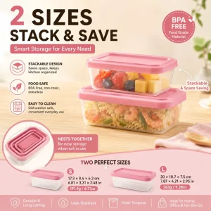 New Stackable BPA Free Food Storage Container with Lid Silicone Kitchen Organizer Refrigerator Storage Box Meal Prep Container