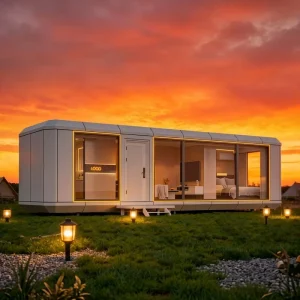 New Style Durable Steel Soundproof Space Capsule Bed Private Bathroom European Design Container Houses Solar Powered