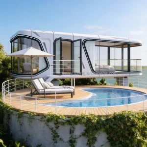 New Style Steel Soundproof Space Capsule Bed Private Bathroom European Design Container Houses Solar Powered Eco Friendly