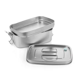 Non Toxic Anti Corrosion Eco Friendly Stainless Steel Vent Lid Dual Side Metal Clasp Lunch Box Family Daily Single Portion Food