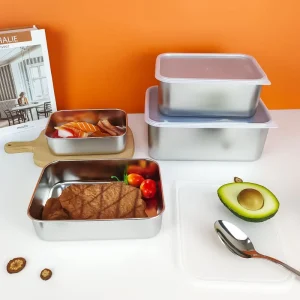 Non Toxic Eco Friendly Matte White Plastic Border Airtight Transparent Top Stainless Steel Modern Lunch Box Family Daily Oven