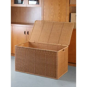 Nordic Extra Large Plastic Rattan Storage Box Waterproof for Flip Tidy for Quilt Clothes Rectangle Shape