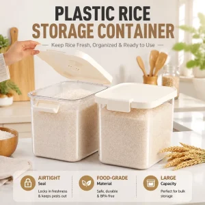 Nordic Style Kitchen Plastic Rice Storage Container Home Use Large 20-Pound Sealed Insect-Proof