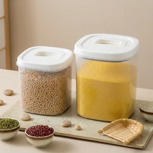 OEM Factory PP Large Airtight Food Storage Container with Handle Flip Lid Clear Pantry Rice Grain Cereal Custom Logo Size