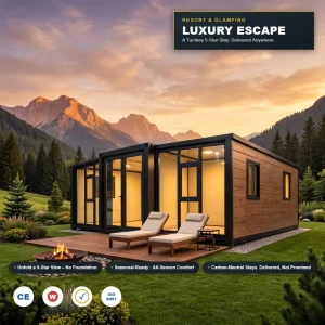OEM ODM Supplier Expandable Container Hotel 40ft Prefab Resort Villa Free Layout Design 37 Patents Global Shipping