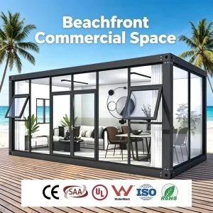 Ocean View Detachable Container Resort Admin Office with Salt Proof Coating and Private Deck for Beachfront Business Operations