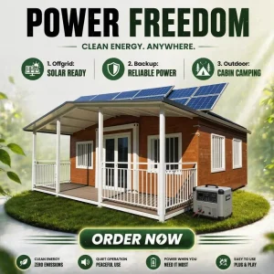 Off-Grid Solar Powered 20ft Prefabricated Cabin for Remote Field Water Pump Station and Agricultural Irrigation Living House