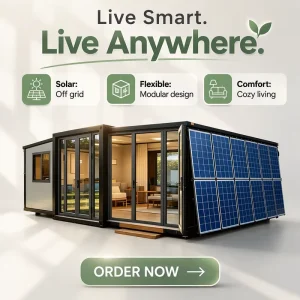 Off-Grid Solar Powered 20ft Prefabricated Cabin for Remote Field Water Pump Station and Sustainable Agriculture Living Asset