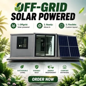 Off-Grid Solar Ready 20ft Prefabricated Tiny Home with Panoramic Glass View Expandable Container House for Luxury Glamping Site
