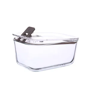 One hand Lid Open and Close Borosilicate Glass Dinner Box Glass Food Kitchen Storage Containers